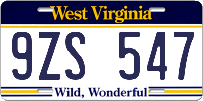 WV license plate 9ZS547