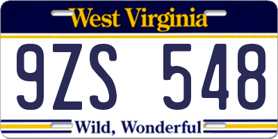 WV license plate 9ZS548