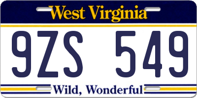 WV license plate 9ZS549