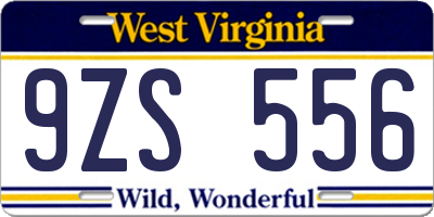 WV license plate 9ZS556