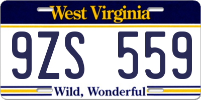 WV license plate 9ZS559