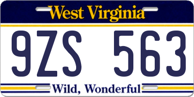 WV license plate 9ZS563