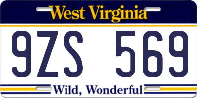 WV license plate 9ZS569