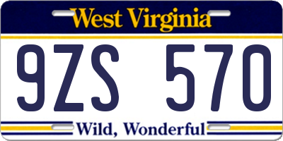 WV license plate 9ZS570