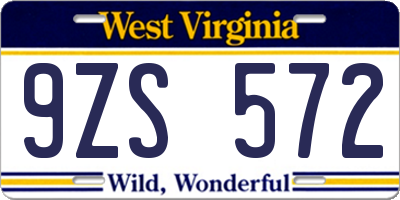 WV license plate 9ZS572