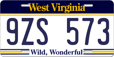 WV license plate 9ZS573