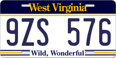 WV license plate 9ZS576