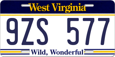 WV license plate 9ZS577