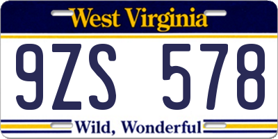 WV license plate 9ZS578