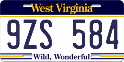 WV license plate 9ZS584
