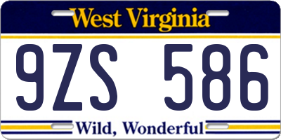 WV license plate 9ZS586