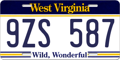WV license plate 9ZS587
