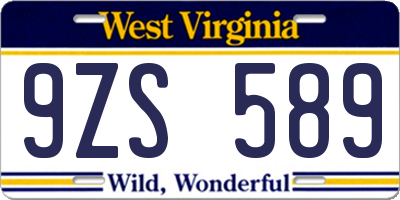 WV license plate 9ZS589