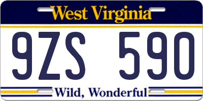 WV license plate 9ZS590