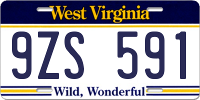WV license plate 9ZS591