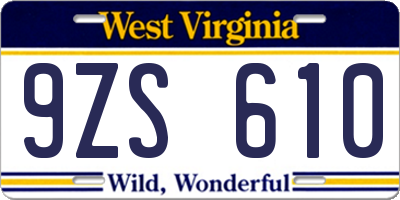 WV license plate 9ZS610
