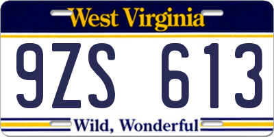 WV license plate 9ZS613