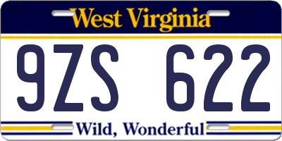 WV license plate 9ZS622
