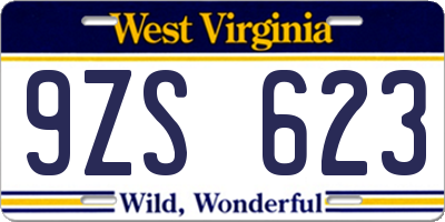 WV license plate 9ZS623