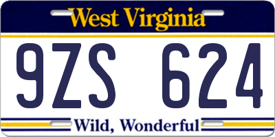 WV license plate 9ZS624