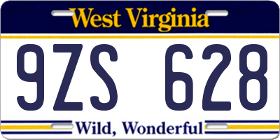 WV license plate 9ZS628