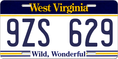 WV license plate 9ZS629