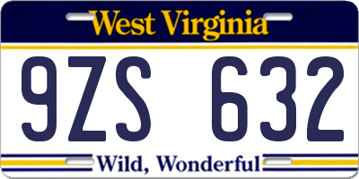 WV license plate 9ZS632