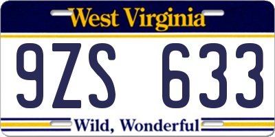 WV license plate 9ZS633