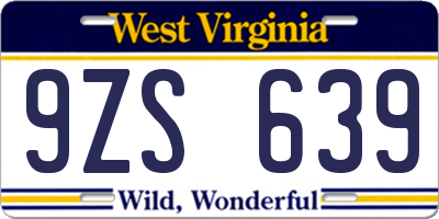 WV license plate 9ZS639