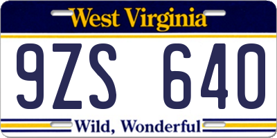 WV license plate 9ZS640