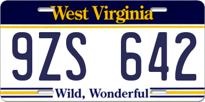 WV license plate 9ZS642