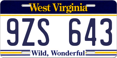 WV license plate 9ZS643