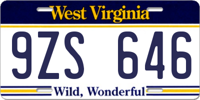 WV license plate 9ZS646