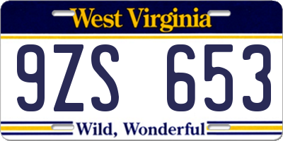 WV license plate 9ZS653