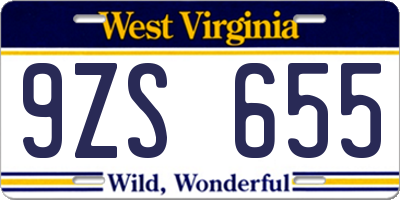 WV license plate 9ZS655