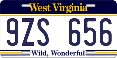 WV license plate 9ZS656
