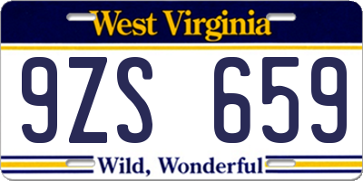 WV license plate 9ZS659