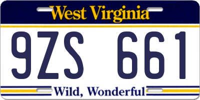 WV license plate 9ZS661