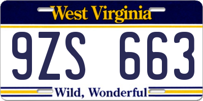 WV license plate 9ZS663