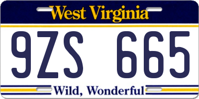 WV license plate 9ZS665