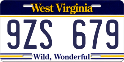 WV license plate 9ZS679