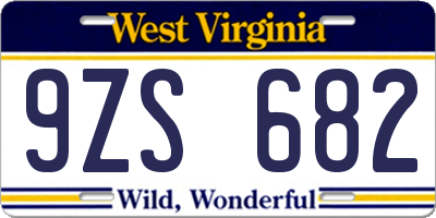 WV license plate 9ZS682