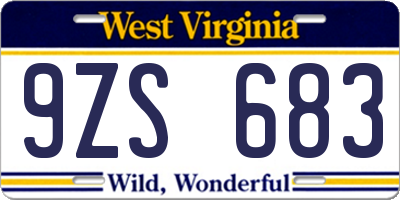 WV license plate 9ZS683