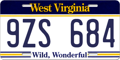 WV license plate 9ZS684