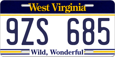 WV license plate 9ZS685
