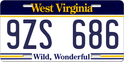 WV license plate 9ZS686