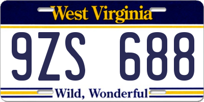 WV license plate 9ZS688