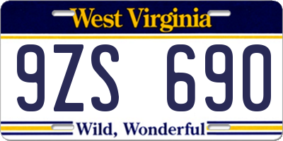WV license plate 9ZS690