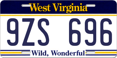 WV license plate 9ZS696