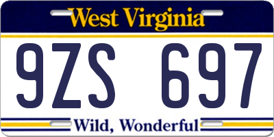 WV license plate 9ZS697